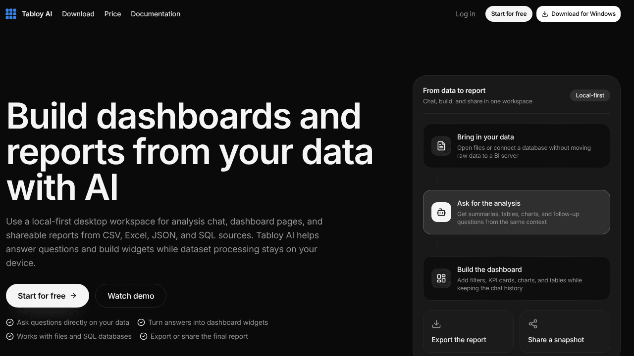 Tabloy AI website screenshot