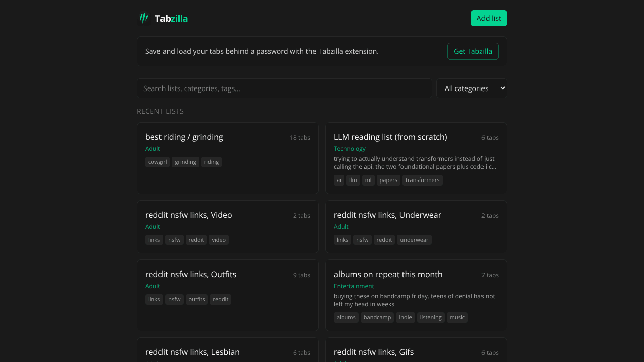 Tabzilla - Save, restore & share tabs website screenshot