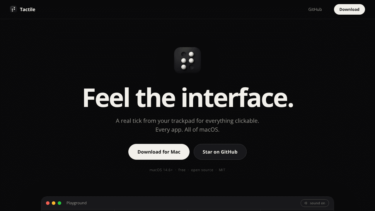 Tactile website screenshot