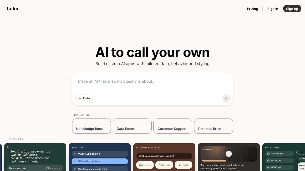 Tailor website screenshot