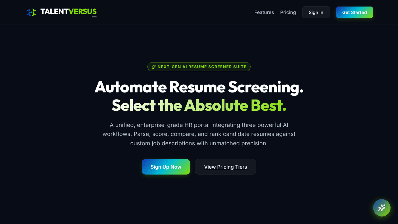 TalentVersus Recruitment Portal website screenshot