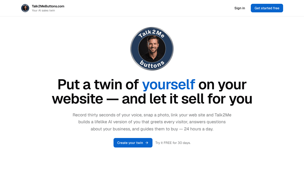 Talk2MeButtons.com website screenshot