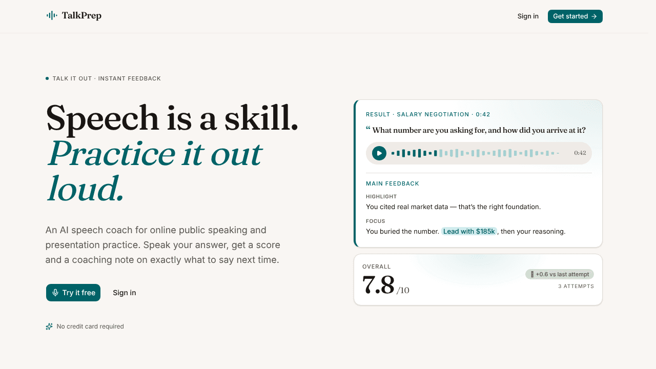 TalkPrep website screenshot
