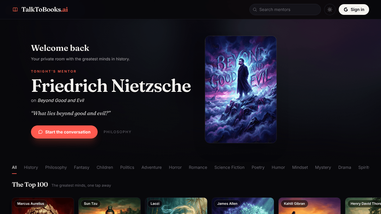 TalktoBooks.ai website screenshot
