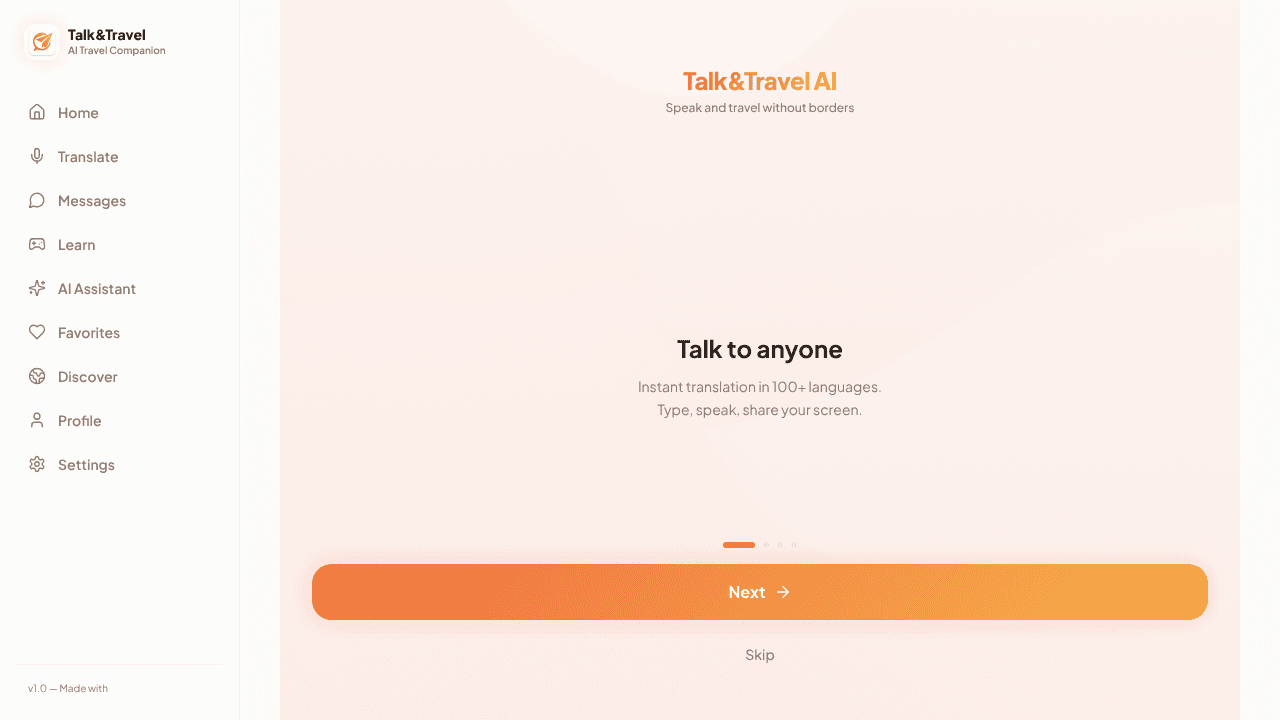 Talk&TravelAI website screenshot