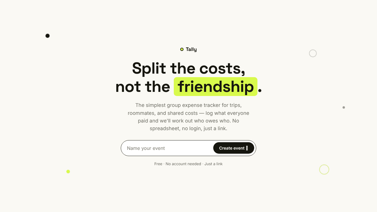 Tally website screenshot