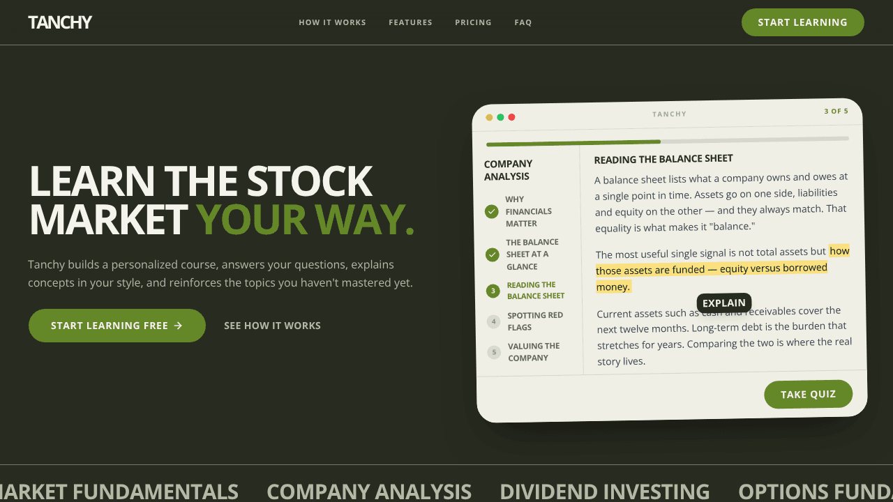 Tanchy website screenshot