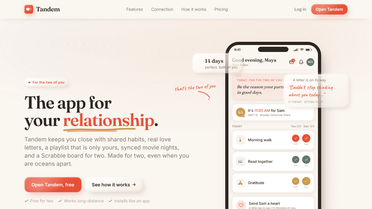 Tandem website screenshot