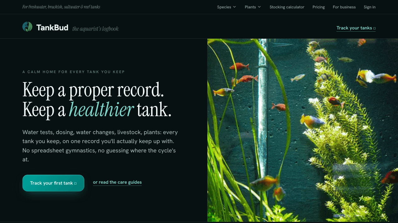 TankBud website screenshot