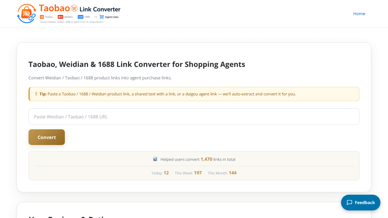 Taobao Link Converter website screenshot