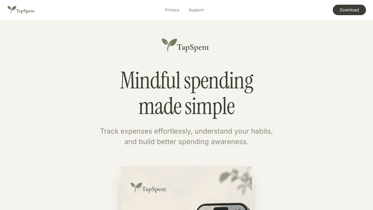 TapSpent website screenshot