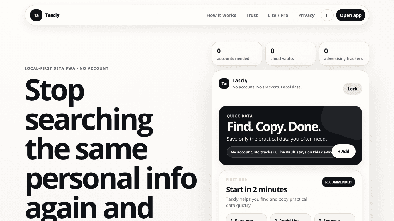 Tascly website screenshot