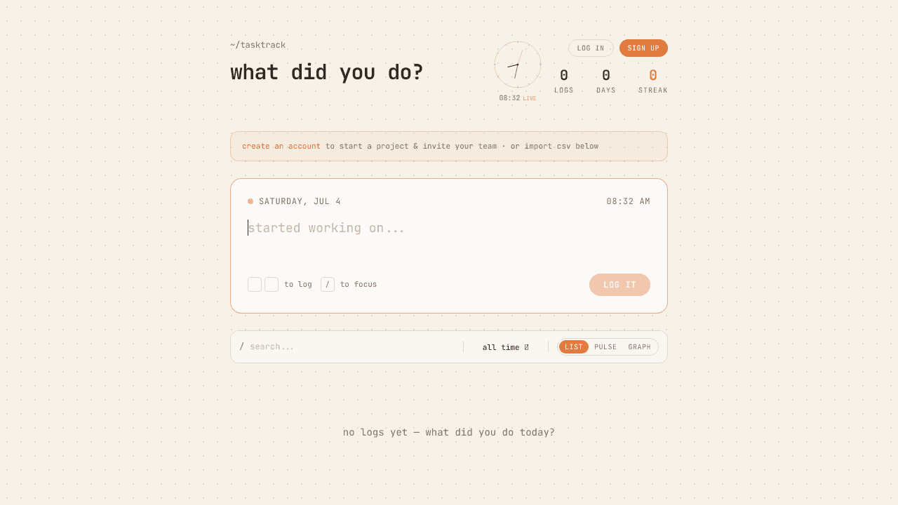tasktrack website screenshot