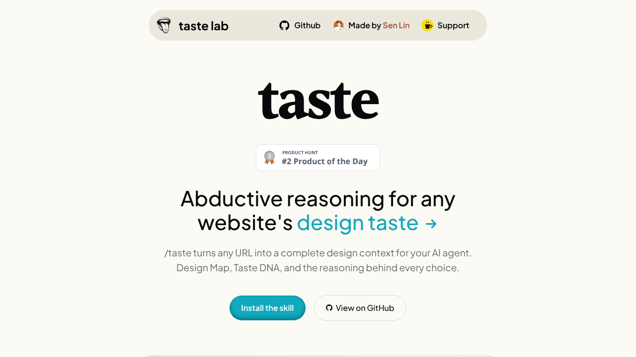 Taste Lab website screenshot