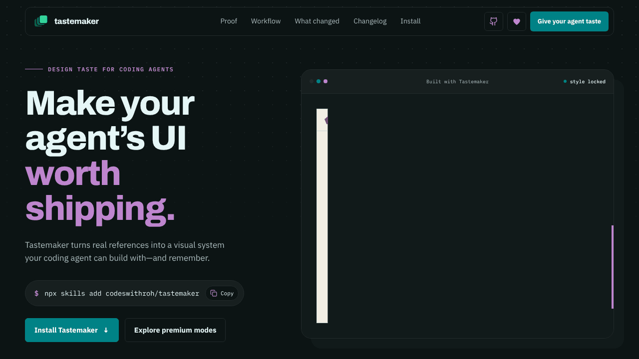 tastemaker website screenshot