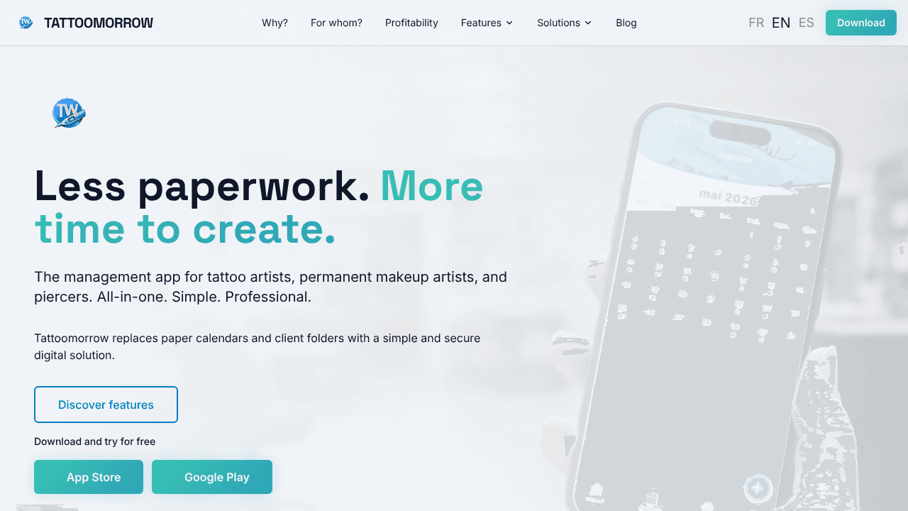 Tattoomorrow website screenshot