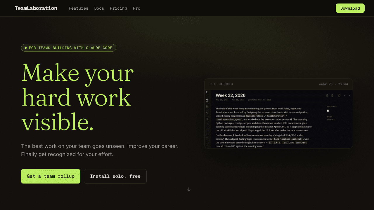 TeamLaboration website screenshot