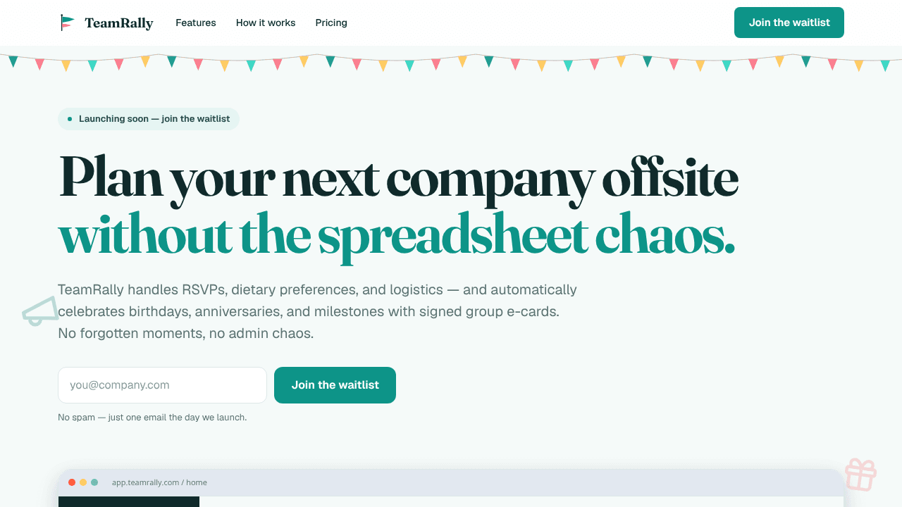TeamRally website screenshot