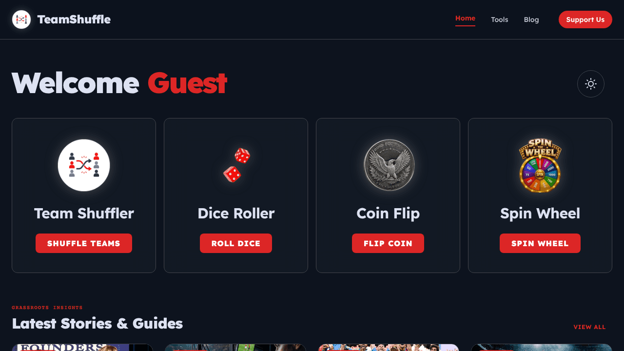 TeamShuffle.win Launches for Global Use  website screenshot