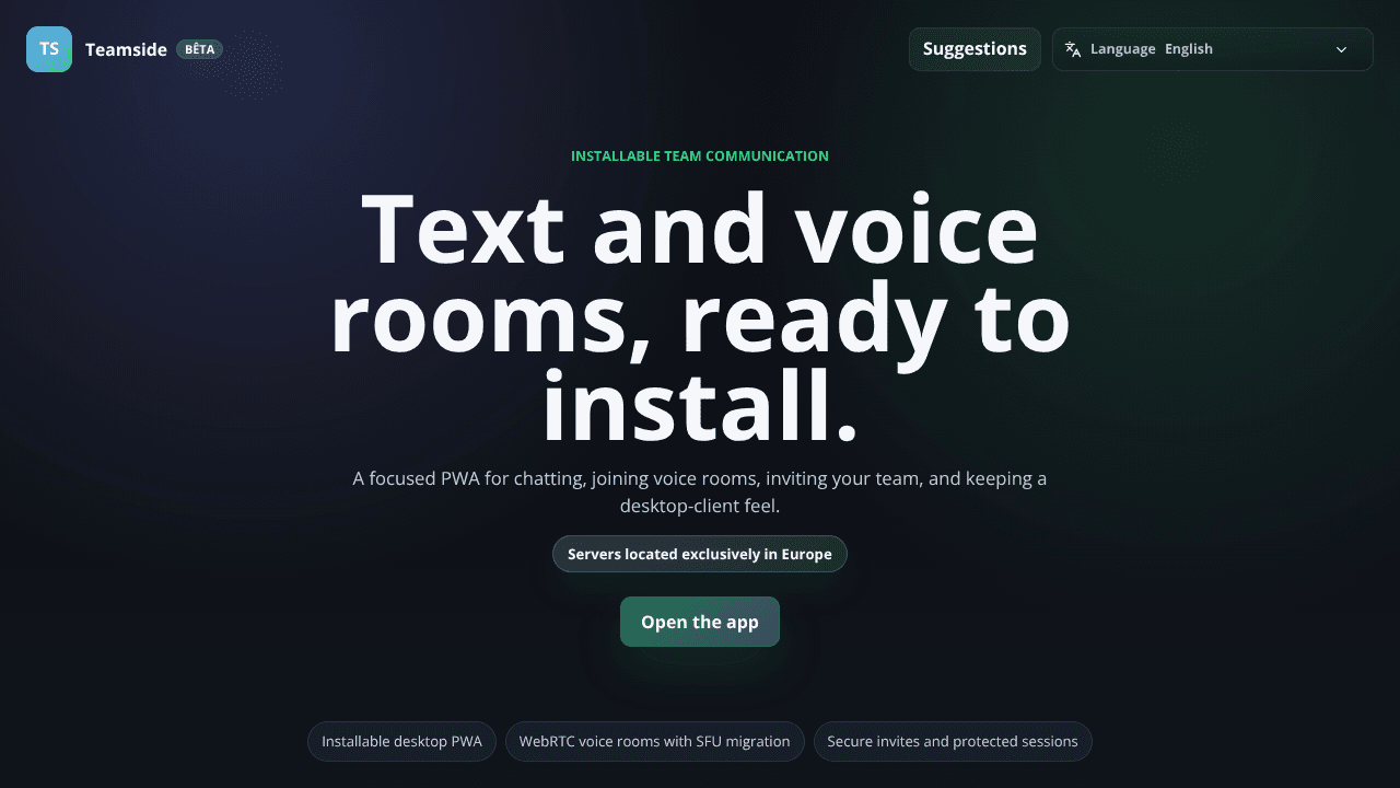 Teamside website screenshot