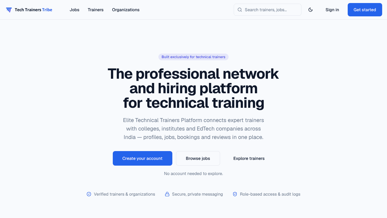 Tech Trainers Tribe website screenshot