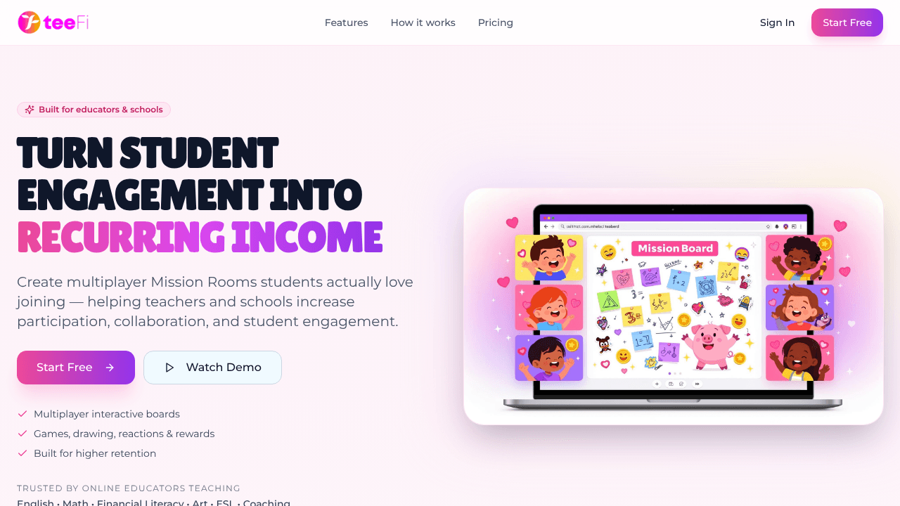 TeeFi website screenshot