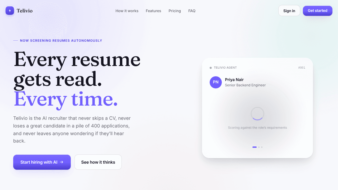 Telivio website screenshot