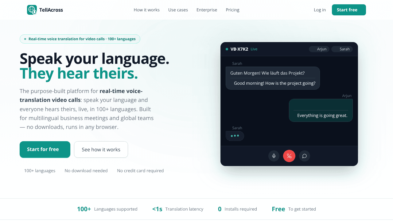 TellAcross website screenshot