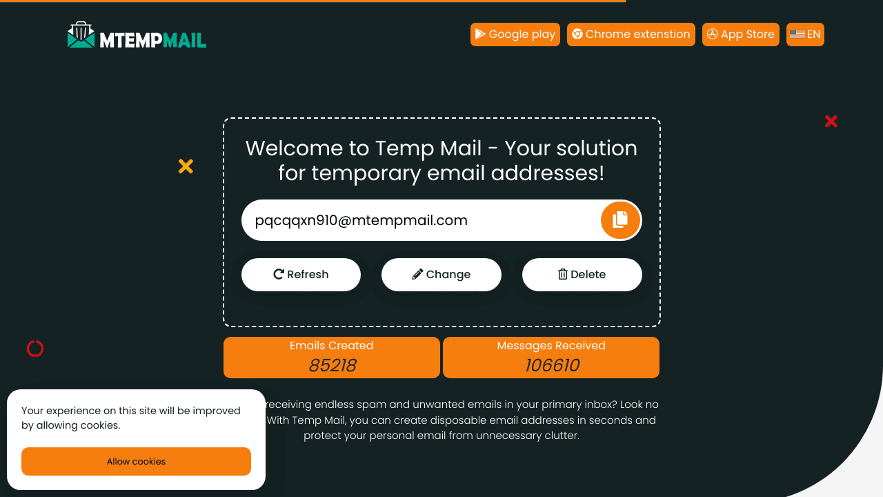 Temporary Email Address generator