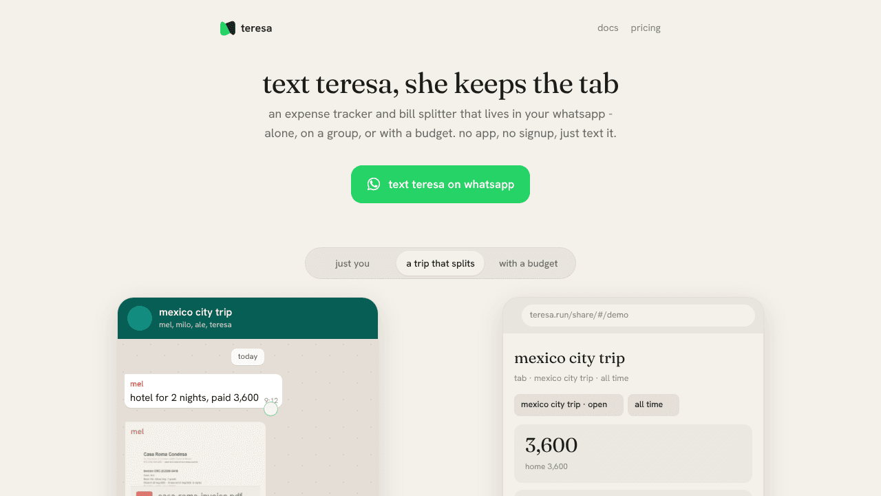 teresa website screenshot