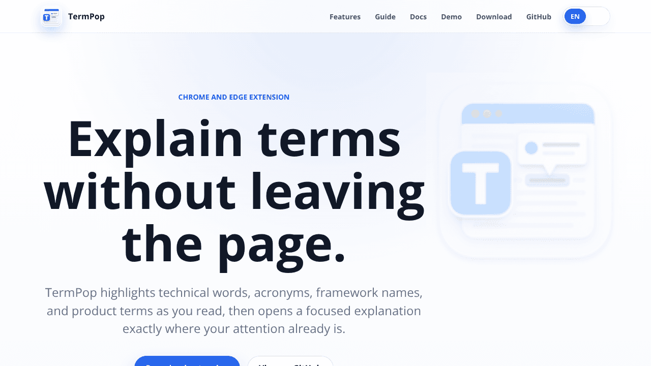 TermPop website screenshot