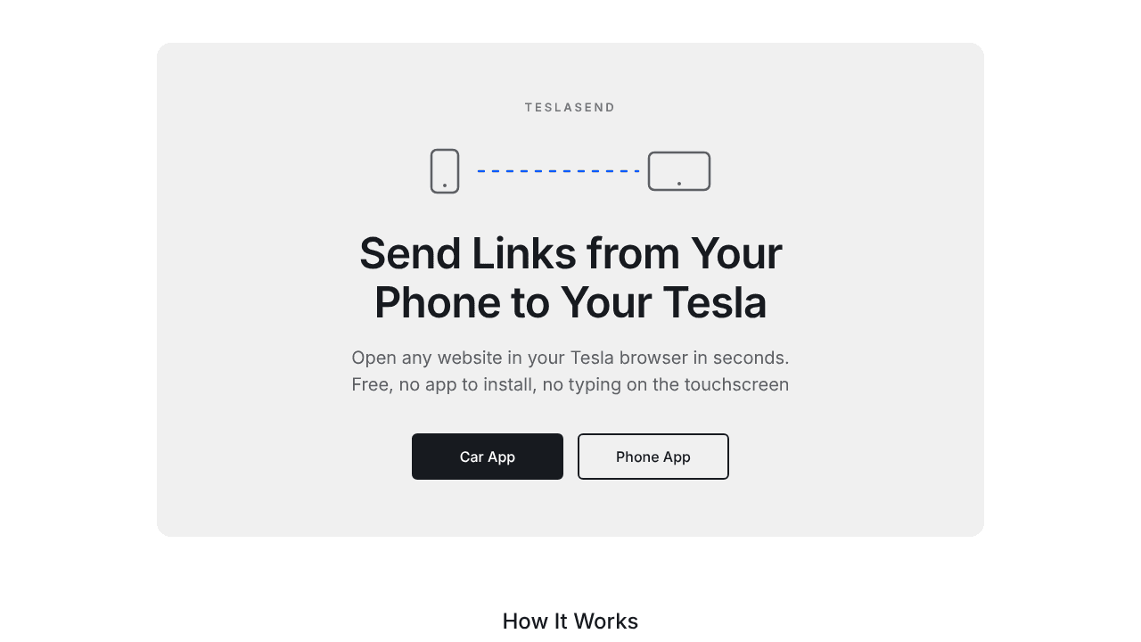 TeslaSend website screenshot