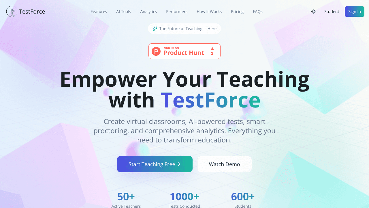 TestForce Teacher website screenshot