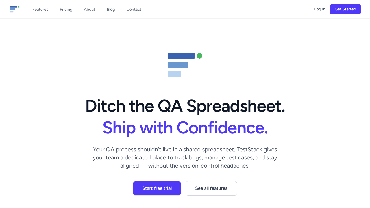 TestStack Product Launch website screenshot