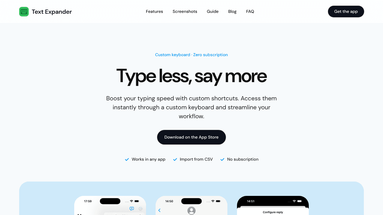 Text Expander website screenshot