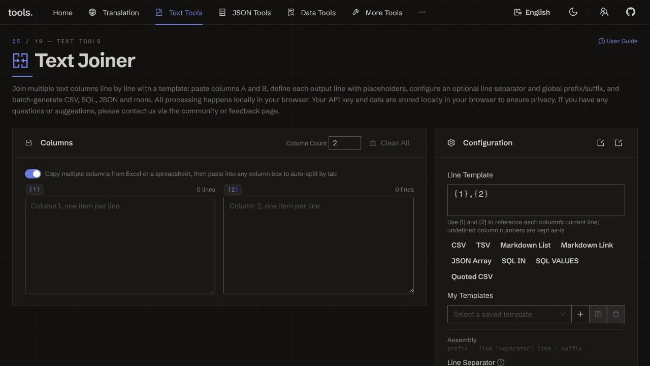 Text Joiner website screenshot