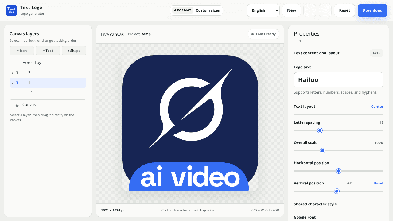 Text Logo website screenshot