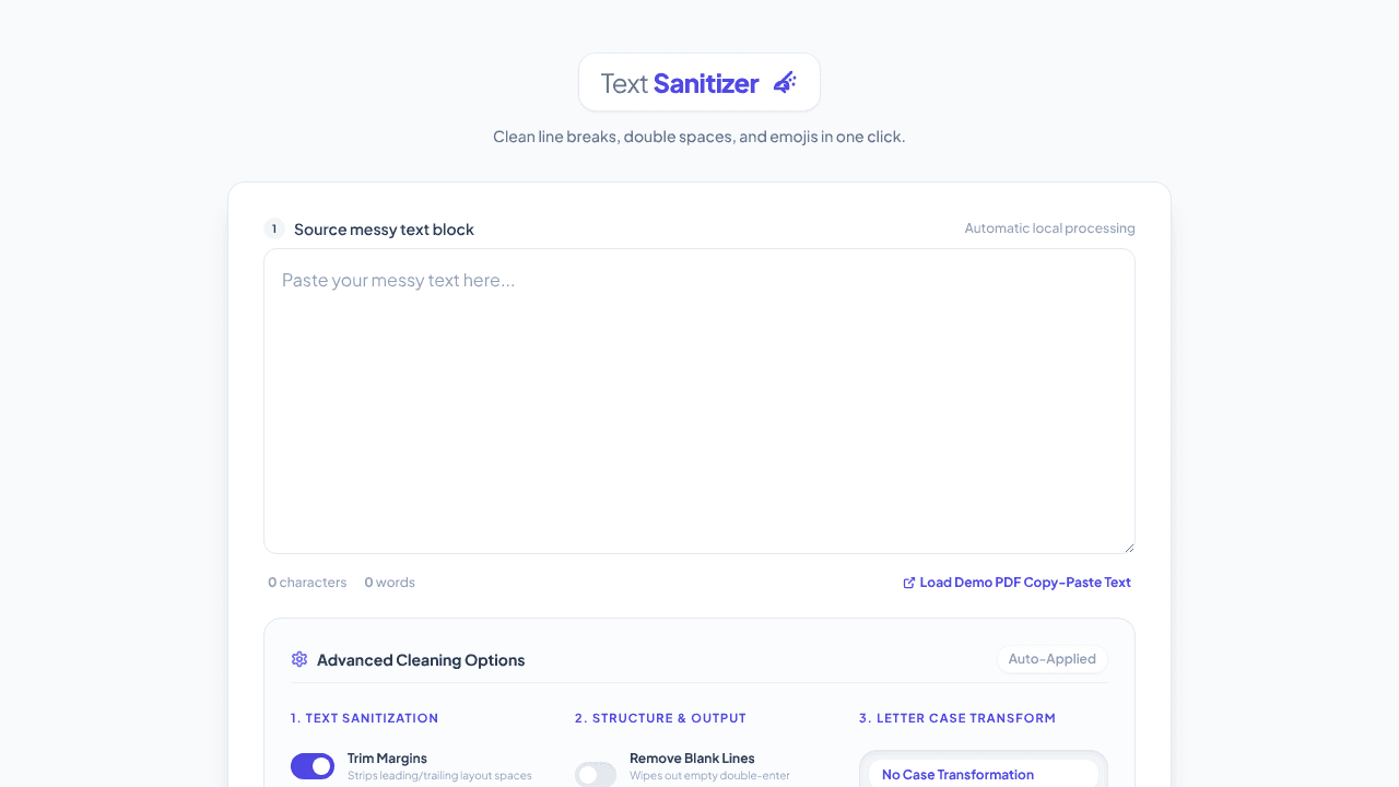 Text Sanitizer website screenshot