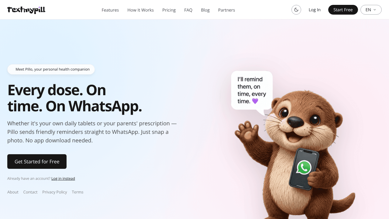 TextMyPill website screenshot