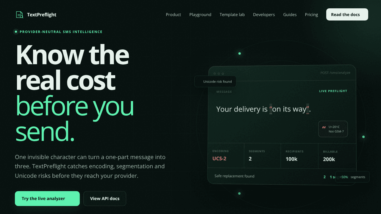 TextPreflight website screenshot