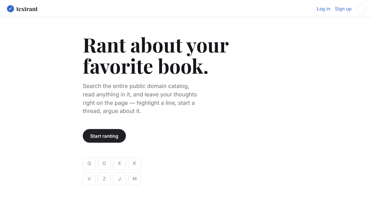 textrant website screenshot