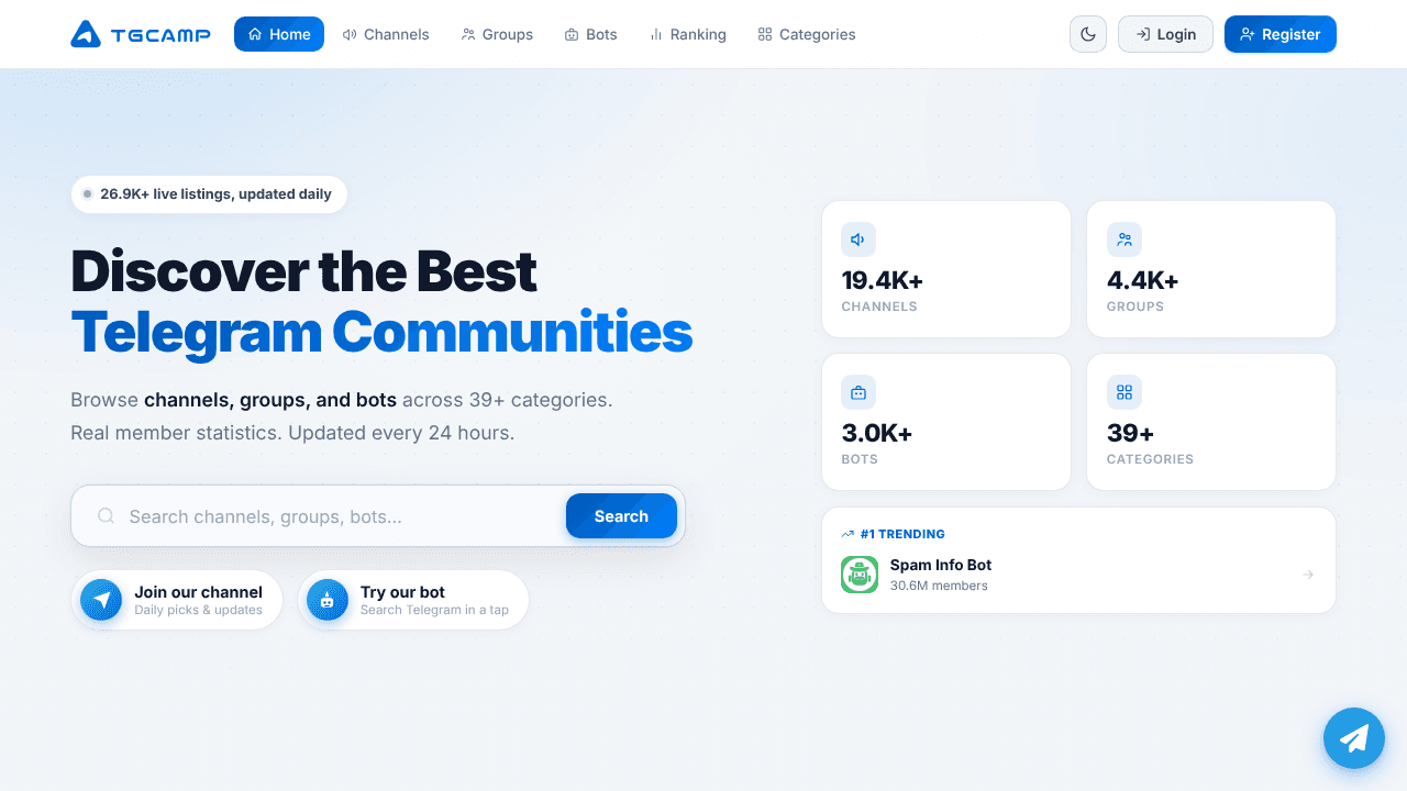 TGCamp website screenshot