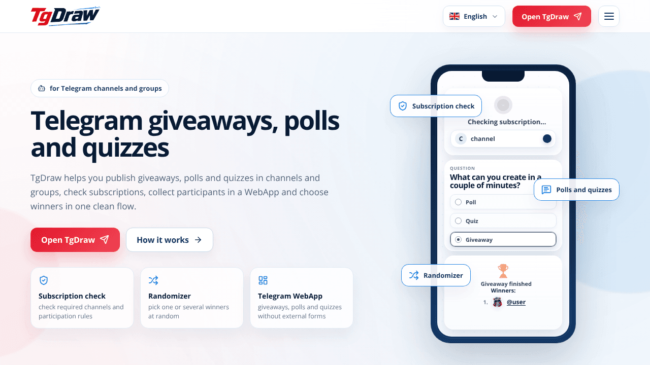 TgDraw website screenshot