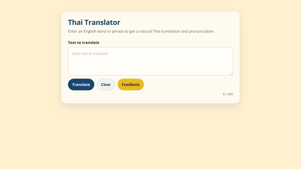 Thai Translator for English Speakers website screenshot