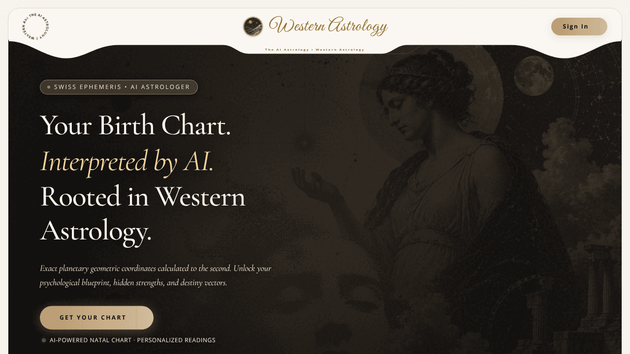 The AI Astrology — Western Astrology website screenshot