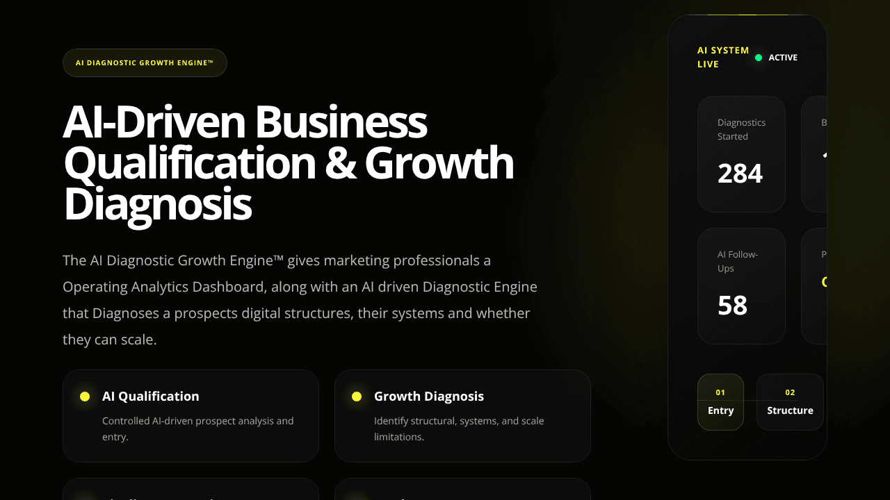 The AI Diagnostic Growth Engine website screenshot