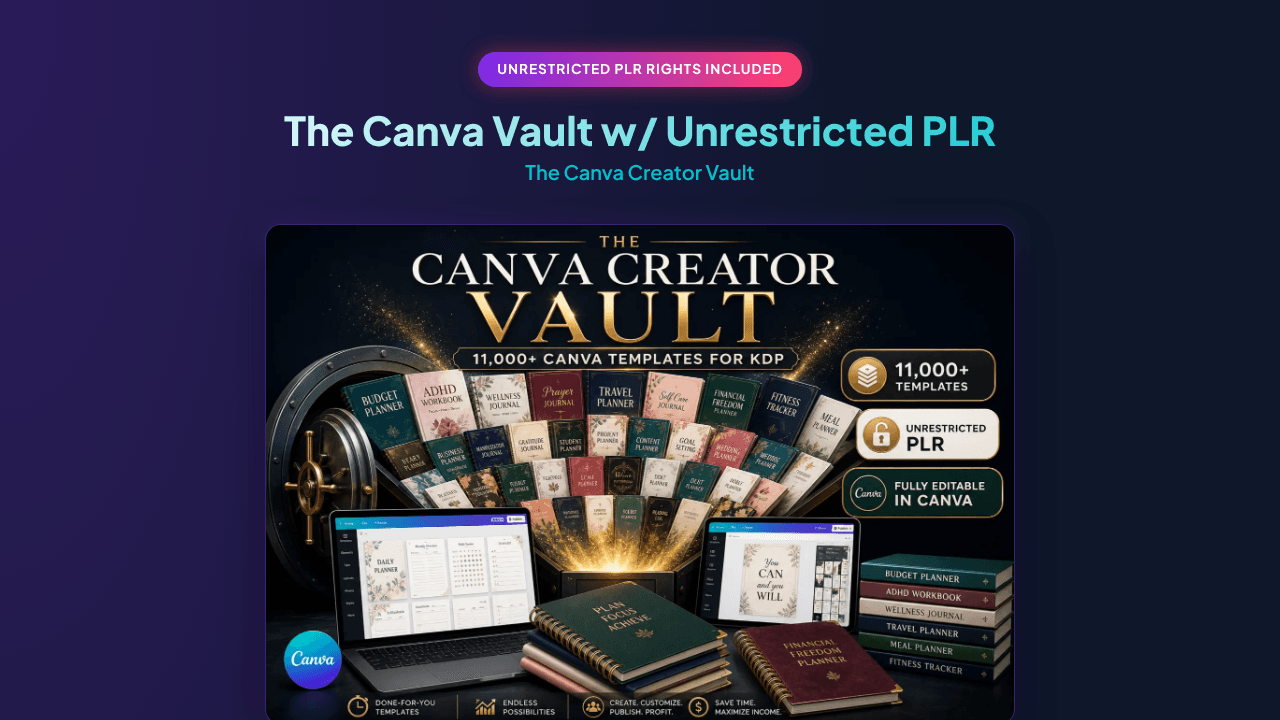 The Canva Vault w/ Unrestricted PLR website screenshot