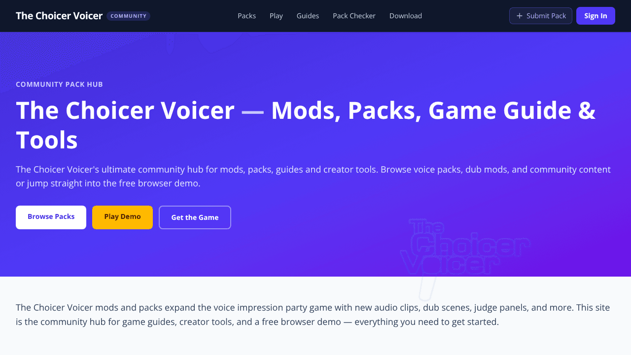The Choicer Voicer website screenshot