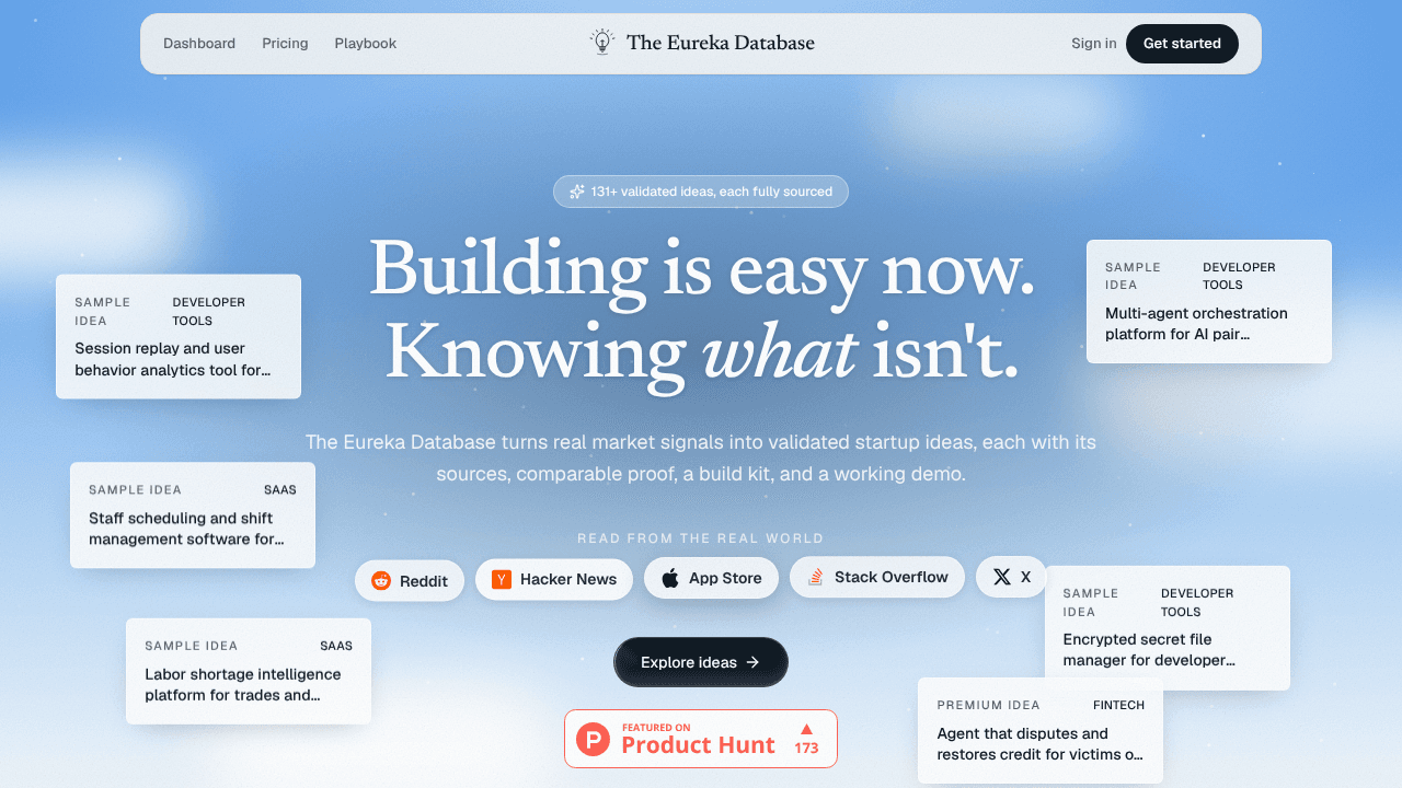 The Eureka Database website screenshot