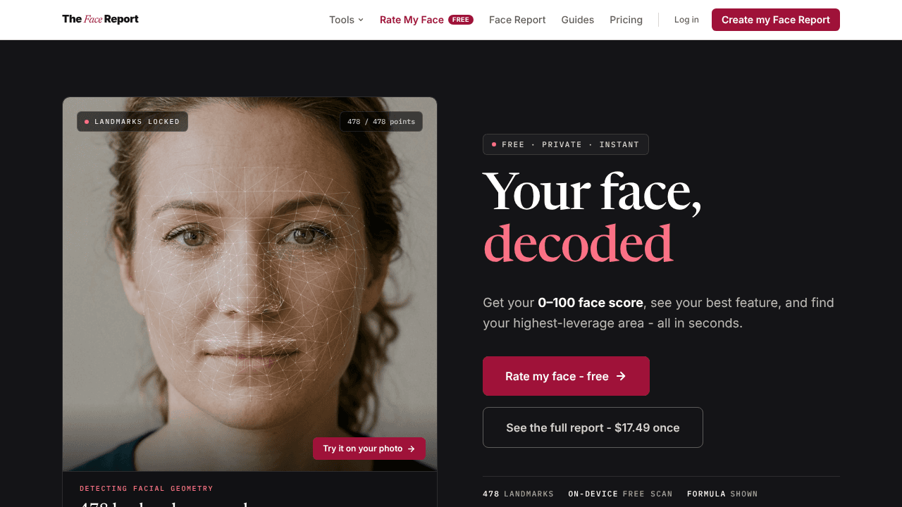 The Face Report website screenshot